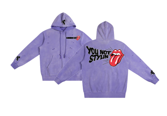 Purple “You Not Stylin” Hoodie Distressed