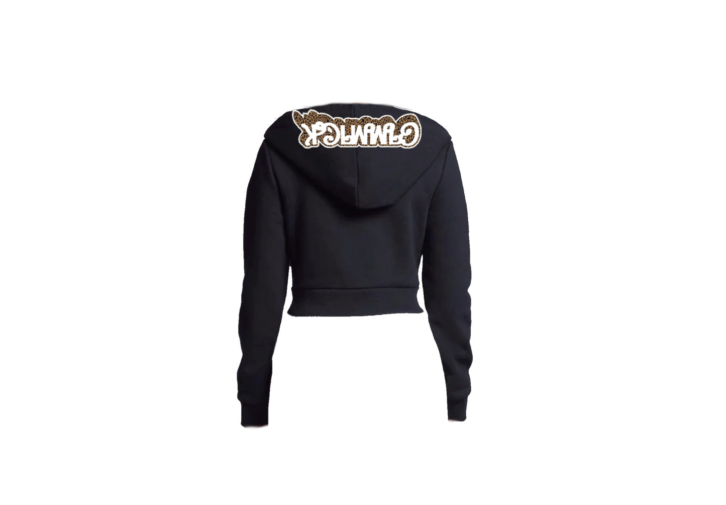 Cropped Blck/Cheetah Print Hoodie