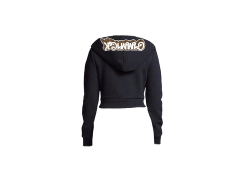 Cropped Blck/Cheetah Print Hoodie