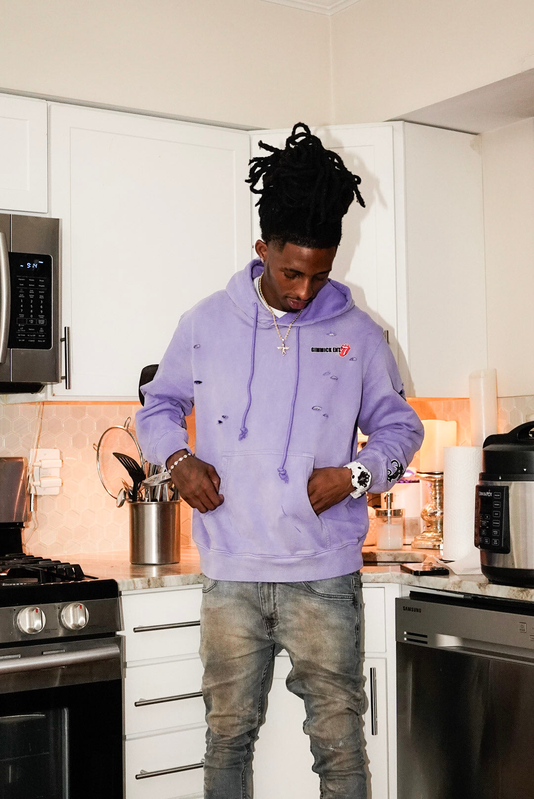 Purple “You Not Stylin” Hoodie Distressed