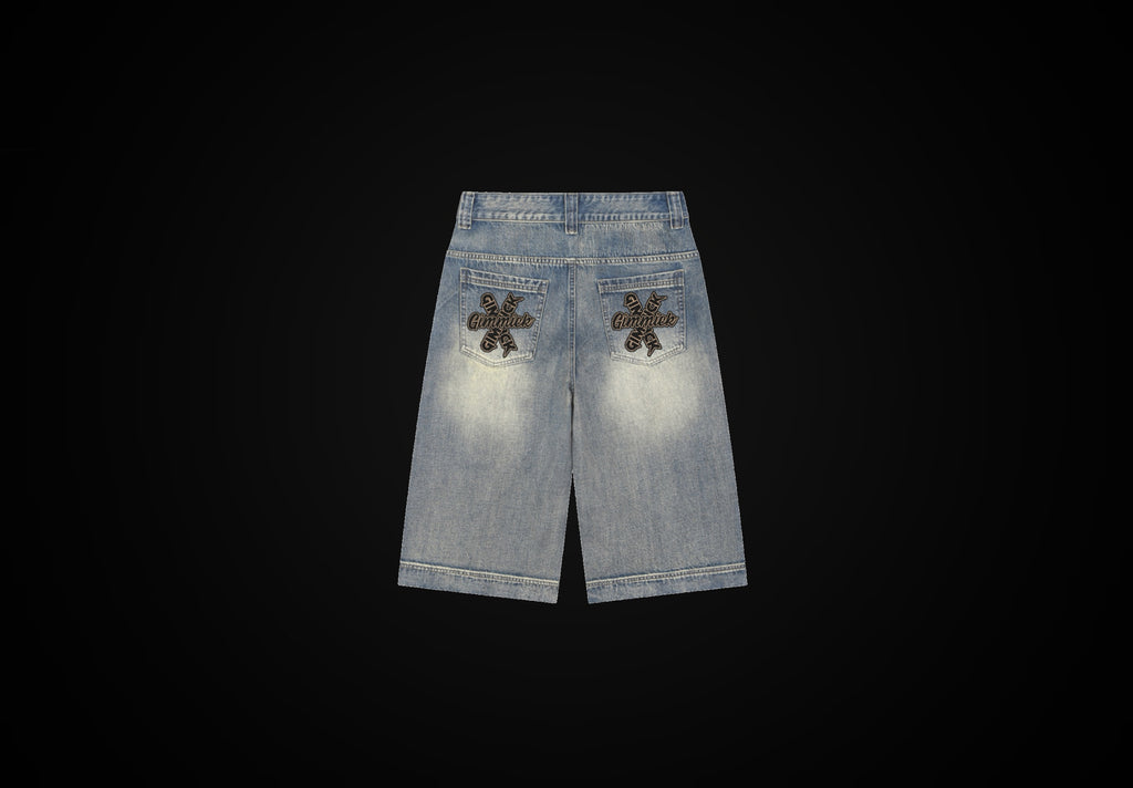 Vintage Wash Baggy Denim Shorts