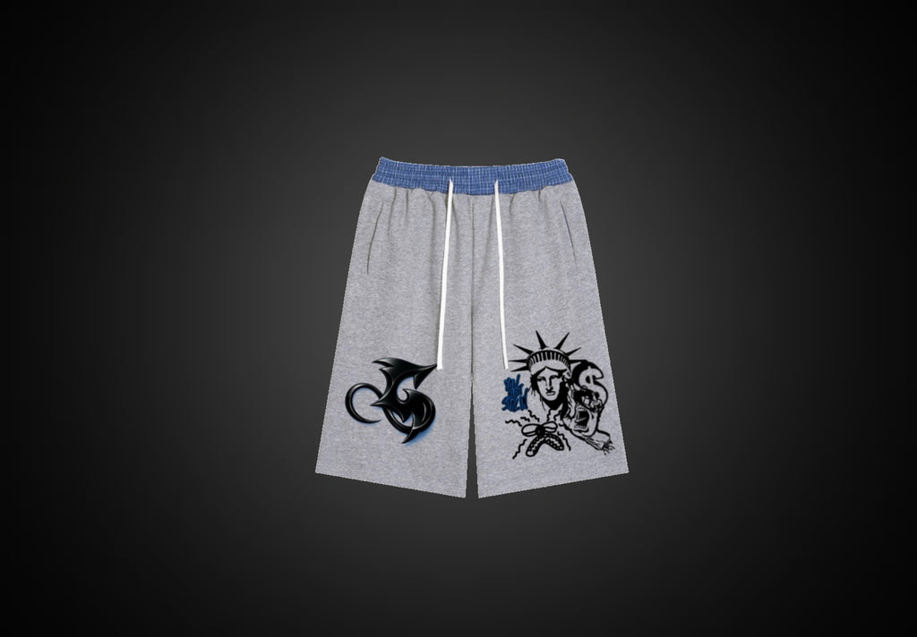 Unisex Plaid Waistband Shorts