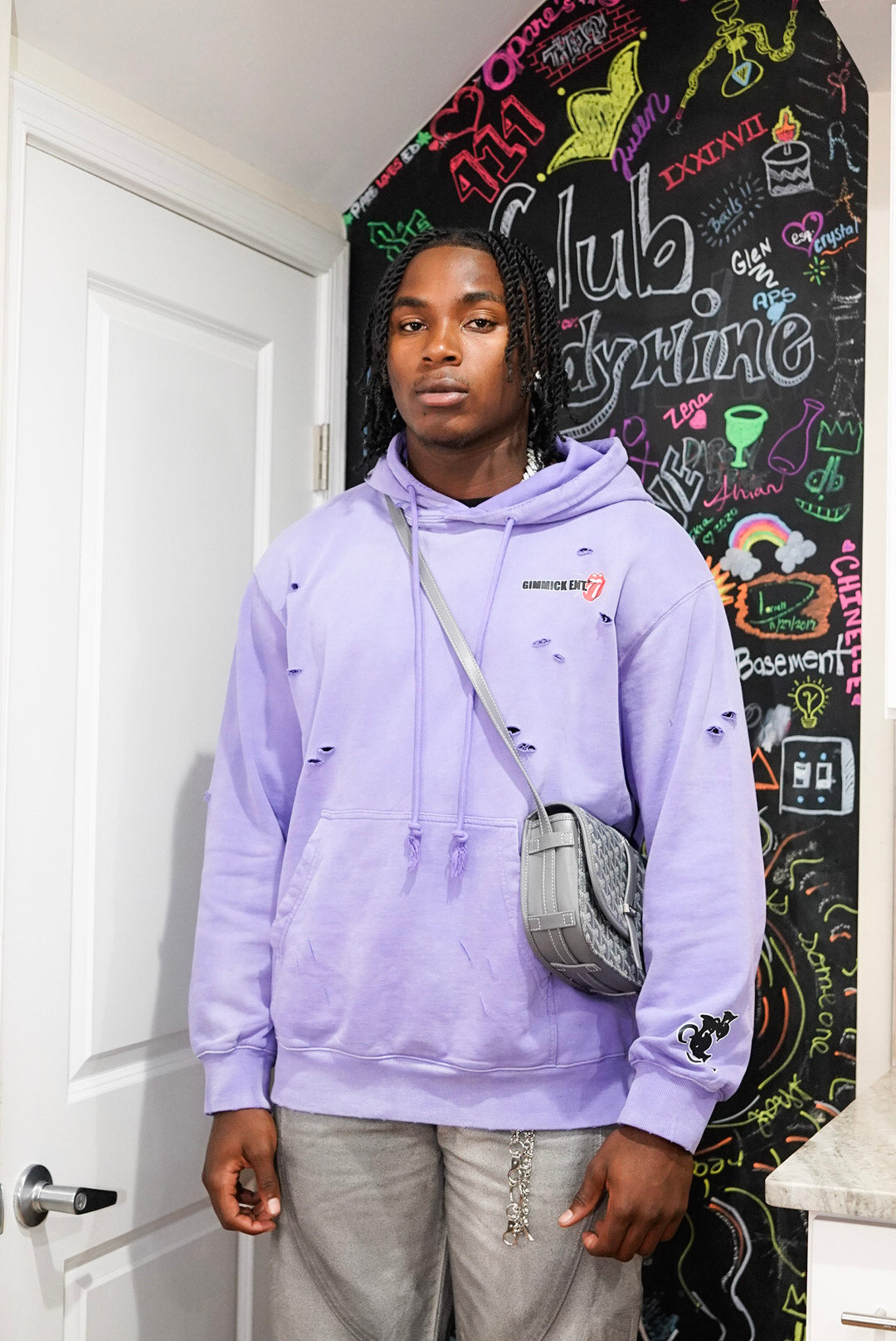 Purple “You Not Stylin” Hoodie Distressed