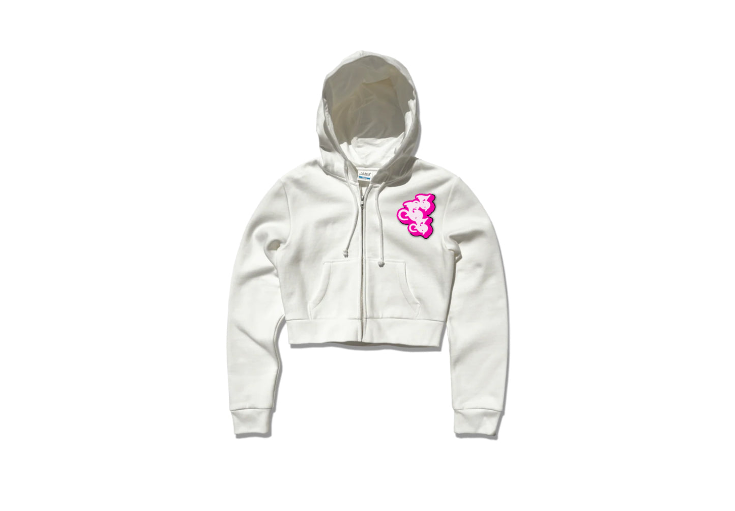 Cropped Wht/Pnk Hoodie