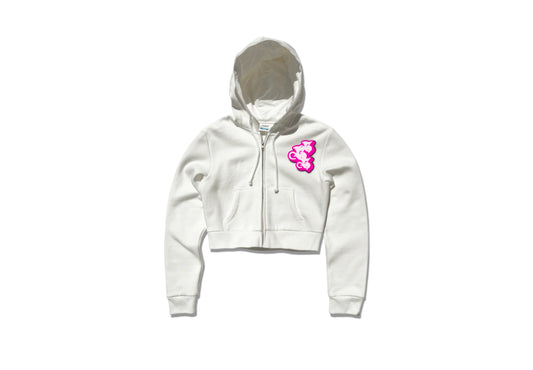 Cropped Wht/Pnk Hoodie