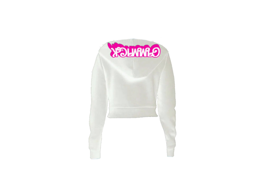 Cropped Wht/Pnk Hoodie