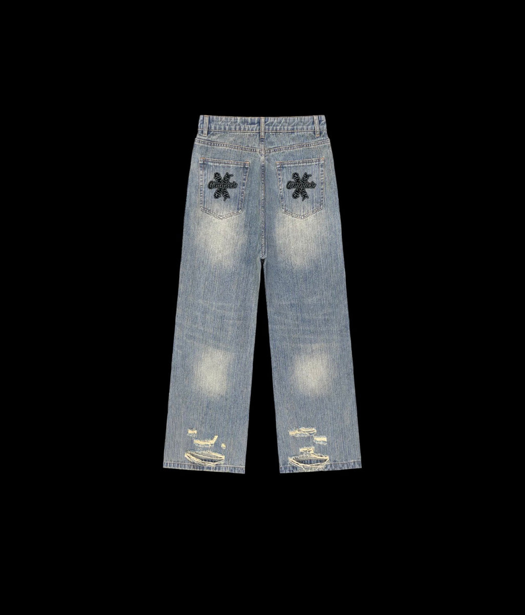 Signature Distressed Baggy Jeans