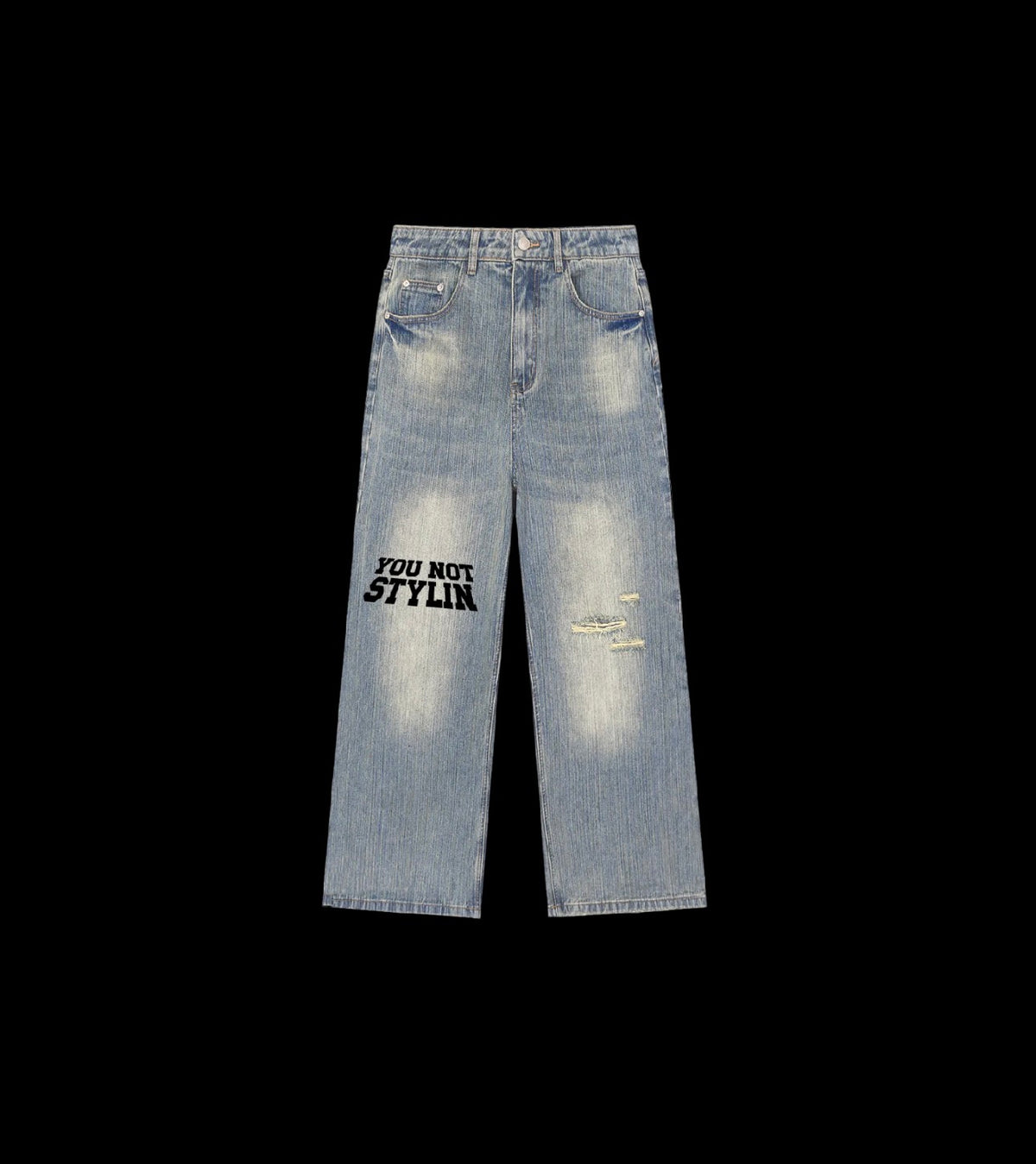 Signature Distressed Baggy Jeans