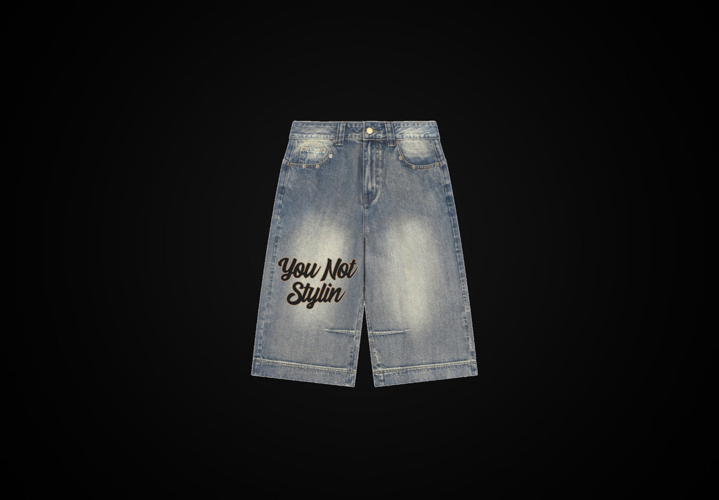 Vintage Wash Baggy Denim Shorts