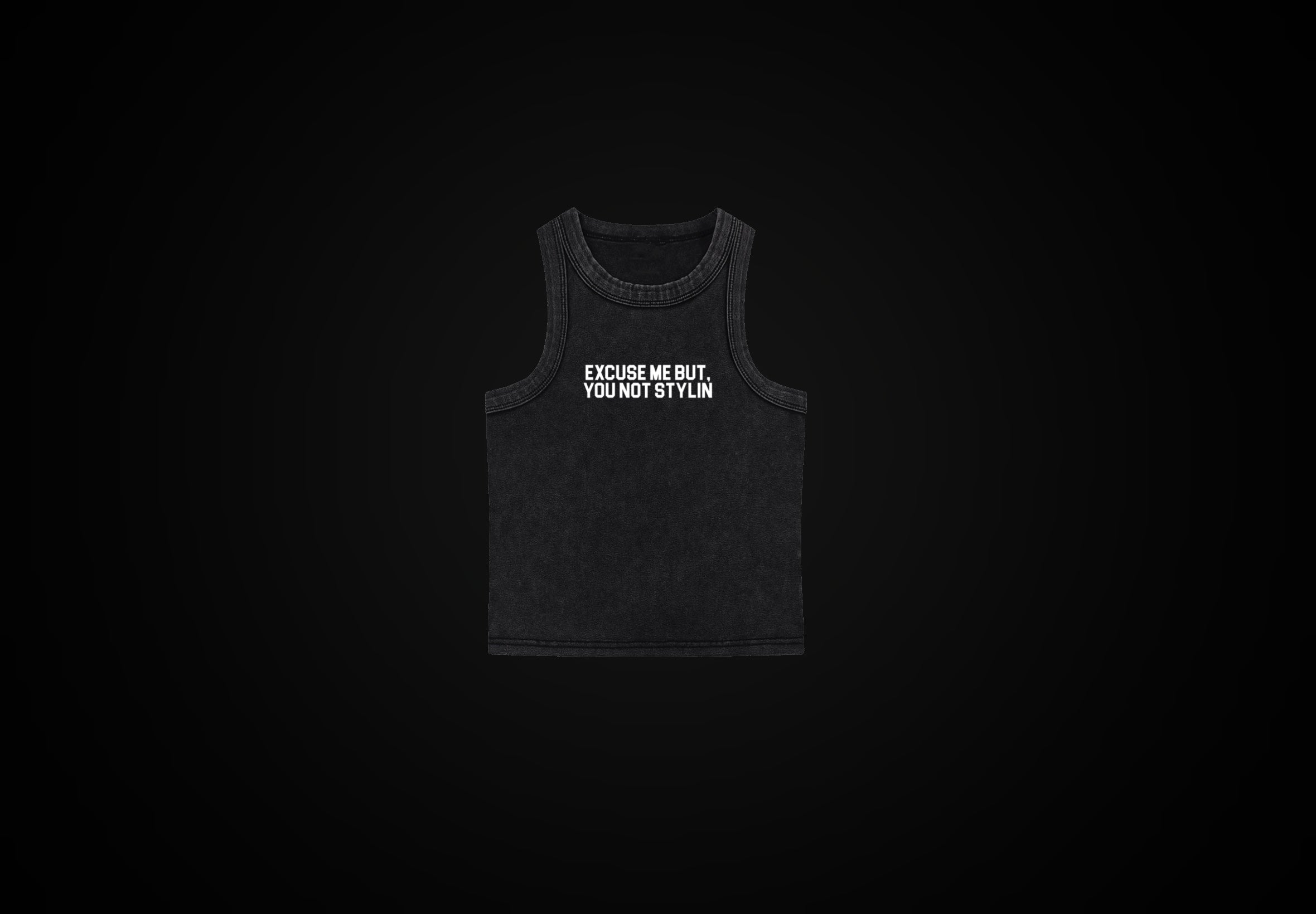 Black Cropped Washed Tank Top