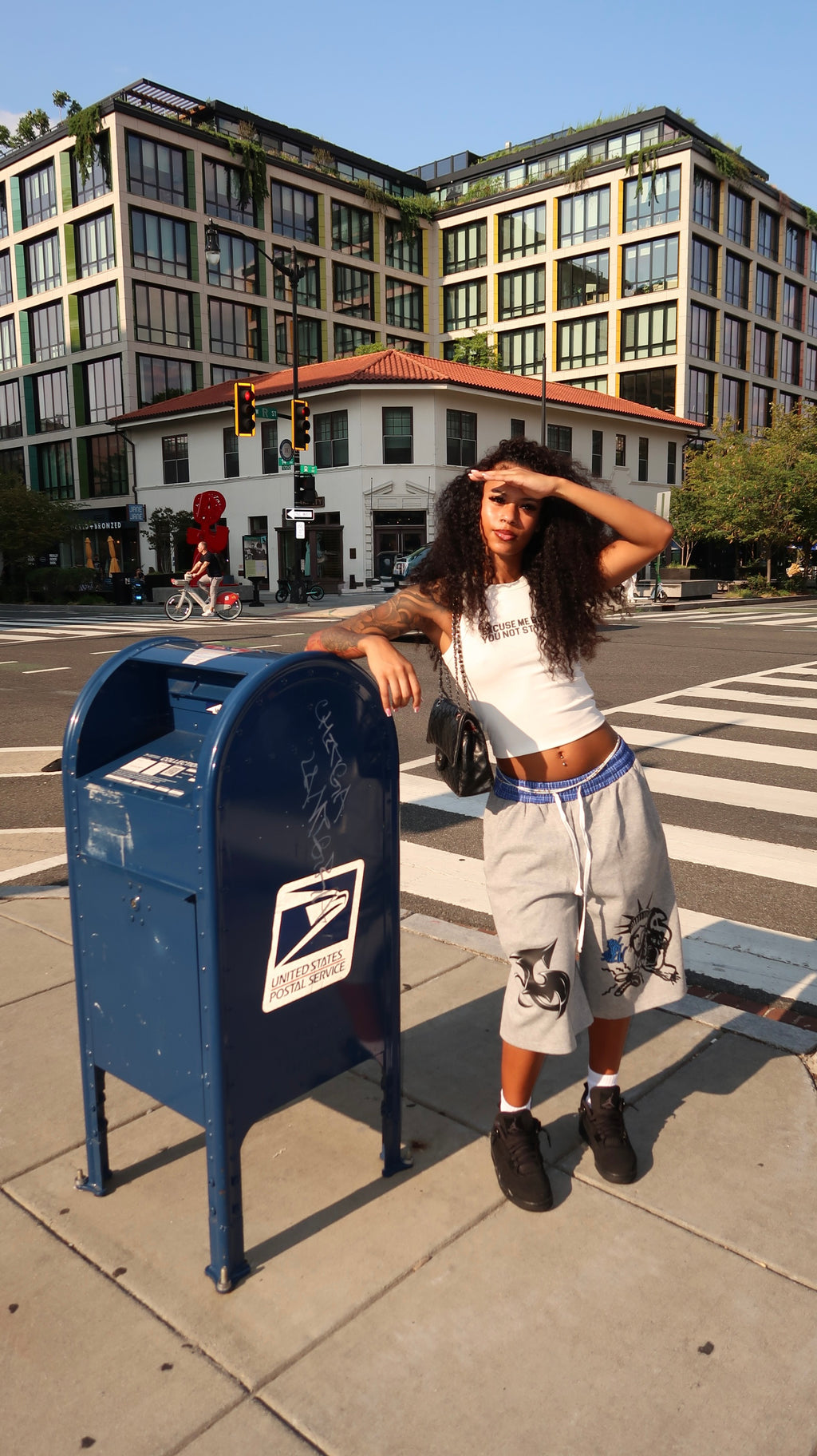 Unisex Plaid Waistband Shorts